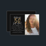 orçamento 50th parece bom convite de aniversário d<br><div class="desc">fazer 50 parece um bom convite de aniversário de fotos. Design de texto de script moderno monocromático e efeito ouro. Parte de uma coleção.</div>