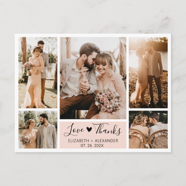 Orçamento 5 Foto Colagem Casamento Obrigado Cartão (Frente)