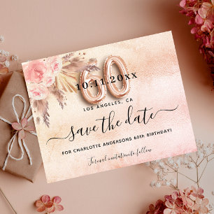Orçamento 60º aniversário pampas rosa salvar a dat