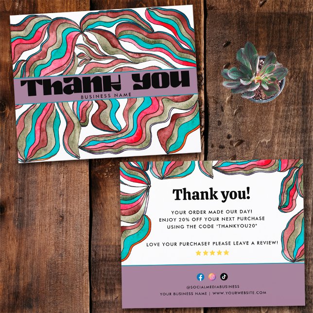 Orçamento 70s Groovy Teal Pink Ordem de Negócios I (Front and Back)