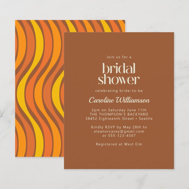 Orçamento 70s Linhas onduladas Laranja Chá de pane (Frente/Verso)