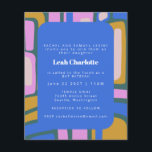 Orçamento Abstrato Azul Bat Mitzvah Convite<br><div class="desc">Abstrato Azul e Bat Cor-de-Rosa,  Azul e Mitzvah,  Coloridos no Orçamento</div>