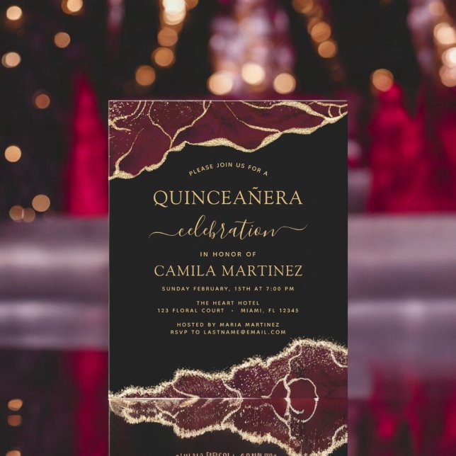 Orçamento Ágata Borgonha Quinceañera Dourado 15º (Criador carregado)
