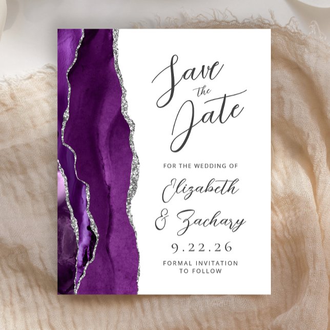 Orçamento Ágata Roxo Prata Script Salve a Data (Criador carregado)