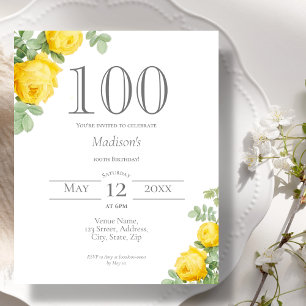 Orçamento Amarelo Rose 100º Convite de Aniversário