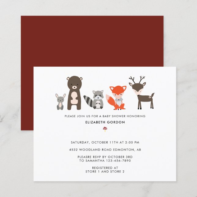 Orçamento Animais da Floresta Chá de fraldas da Fl (Frente/Verso)