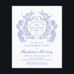 ORÇAMENTO Aniversário de 60 anos Floral Crest Azul<br><div class="desc">Um elegante brasão floral azul vintage francês toma o centro das atenções neste convite de aniversário atemporal. Ornamentado,  formal e muito feminino fará qualquer aniversariante se sentir muito especial. Suprimentos para festas coordenadas estão disponíveis.</div>