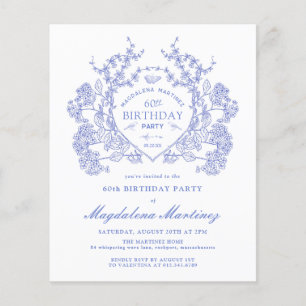 ORÇAMENTO Aniversário de 60 anos Floral Crest Azul