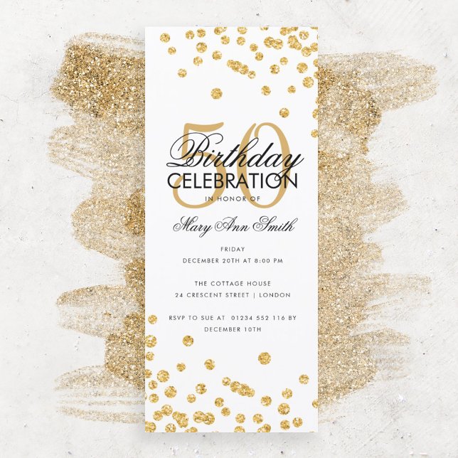 Orçamento Aniversário Glitter Confetti Dourado (Criador carregado)