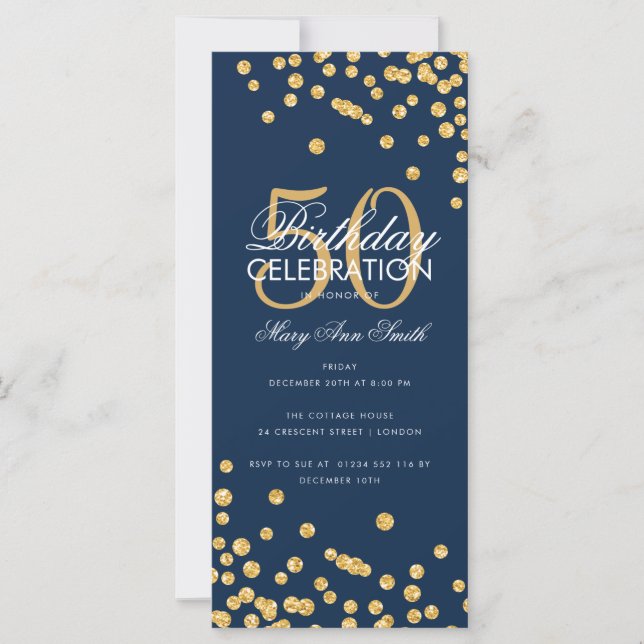 Orçamento Aniversário Glitter Confetti Dourado e M (Frente)