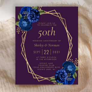 Orçamento Azul Floral Dourado Roxo 50º Aniversário