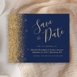 Orçamento Azul Marinho Dourado Glitter Save the Da