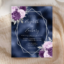 Orçamento Azul Marinho Lilás Prata Floral Casament