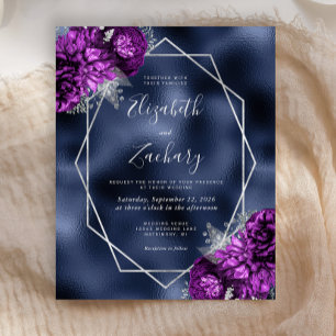 Orçamento Azul Marinho Roxo Prata Floral Casamento