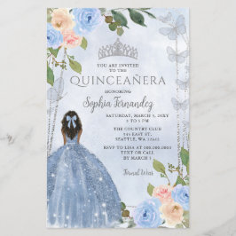 Orçamento Azul Prata Floral Princesa Quinceañera