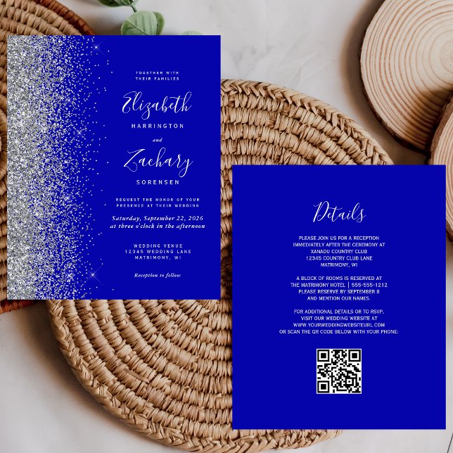 Orçamento Azul Royal Prata Brilho Código QR Casame (Criador carregado)