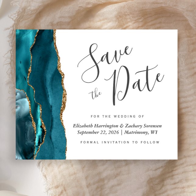 Orçamento Azul Teal Dourado Ágata Casamento Salve  (Criador carregado)