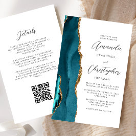Orçamento Azul Teal Dourado Ágata Código QR Casame