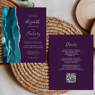 Orçamento Azul Teal Prata Ágata Roxo Código QR Cas