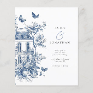 Orçamento Azul Toile De Jouy QR Casamento Salvar D
