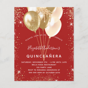 Orçamento Balões de ouro vermelho de quinceanera