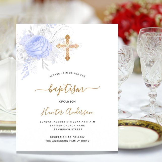 Orçamento Batismo azul claro floral branco (Criador carregado)