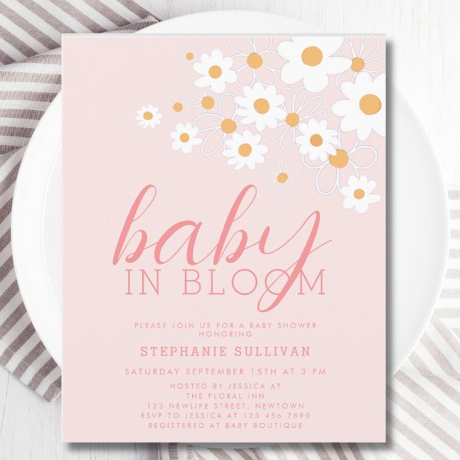 Orçamento Bebê em Bloom Pink Daisy Chá de fraldas  (Criador carregado)