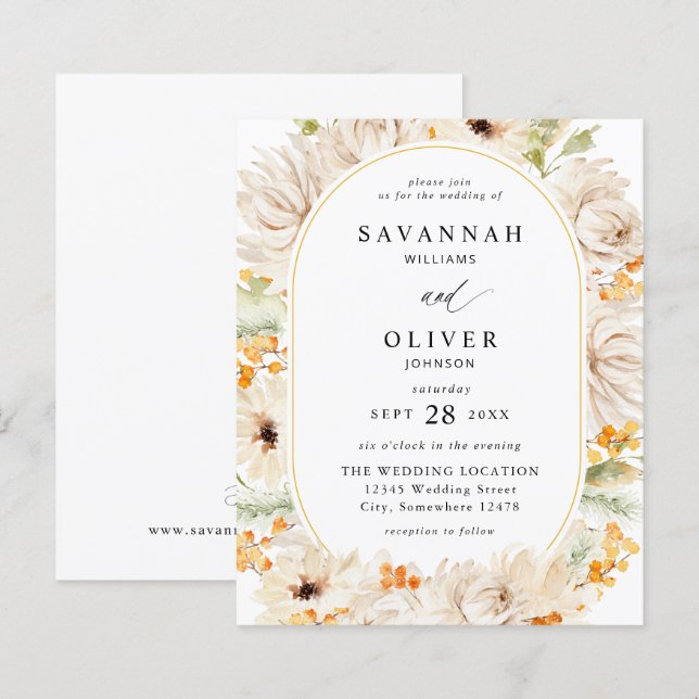 Orçamento Bege e Laranja Floral Casamento 2 (Frente/Verso)