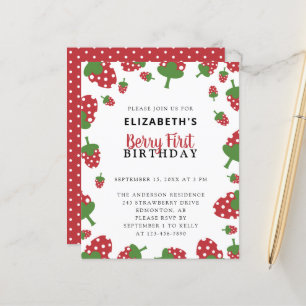 Orçamento Berry Primeiro Aniversário Cute Strawber