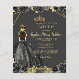 Orçamento Black Dourado Floral Princess SWEET 16