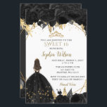 Orçamento Black Princess Dourado SWEET 16 Convite<br><div class="desc">Orçamento Elegante Black Dourado Floral Princess SWEET 16 Convite</div>