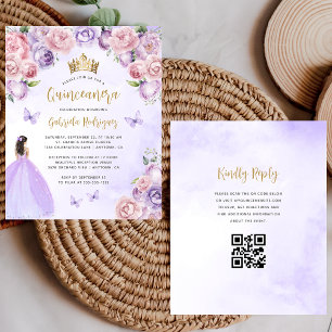 Orçamento Blush Roxo Floral Código QR Quinceañera