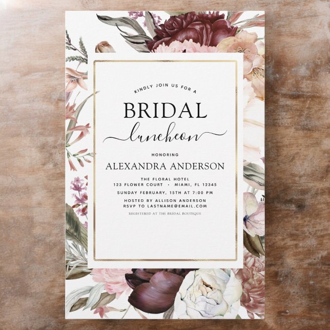 Orçamento Boho Burgundy Chá de panela Luncheon (Criador carregado)