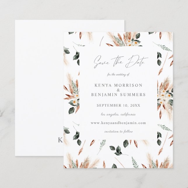 Orçamento Boho Cobre e Bege Floral Casamento (Frente/Verso)