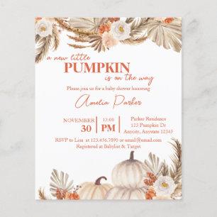 Orçamento Boho Pumpkin Chá de fraldas convite