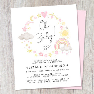 Orçamento Boho Rainbow Baby Girl Convite