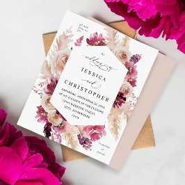 Orçamento Boho Rosa Pampas Grama Floral Casamento