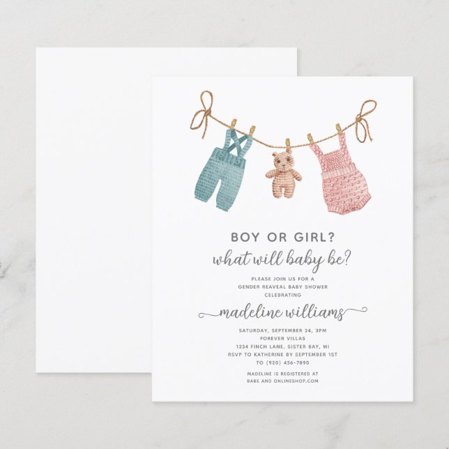 ORÇAMENTO BOHO Roupas para bebês Gênero Chá de rev (Frente/Verso)