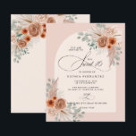 Orçamento Boho Terracotta Pampas Sweet 16 Convite<br><div class="desc">Caligrafia Russa do Orçamento Boho Terracotta Blush Arch Pampas Sweet 16 Convite</div>