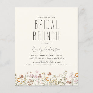 Orçamento Boho Wildflower Bridal BrunChá de panela