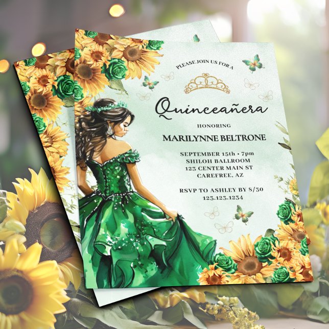 Orçamento Borboleta de Girassol Verde Quinceañera (Criador carregado)