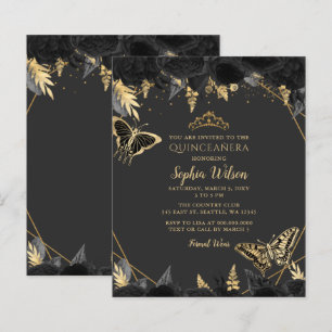 Orçamento Borboleta Dourada Quinceañera Convite