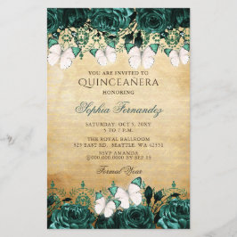 Orçamento Borboleta Verde Quinceañera Convite