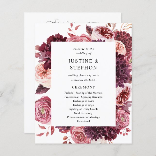 Orçamento Borgonha e Cerimônia de Casamento Pink 8 (Frente/Verso)