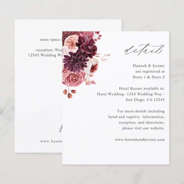 Orçamento Borgonha & Floral Rosa 8A Detalhes Boho (Frente/Verso)