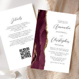 Orçamento Borgonha Ouro Ágata Código QR Casamento