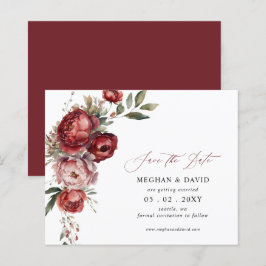 Orçamento Burgundy Blush Floral Save the Date