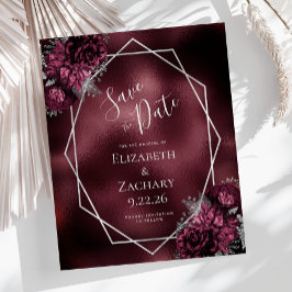 Orçamento Burgundy Floral Silver Geo Salvar Data