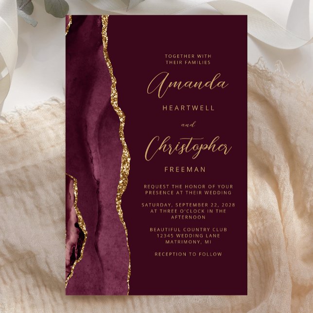 Orçamento Burgundy Gold Ágata Casamento (Criador carregado)