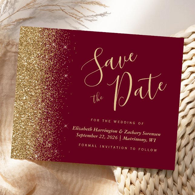 Orçamento Burgundy Vermelho Dourado Glitter Save t (Criador carregado)